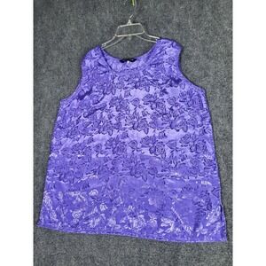 Thai Silk Success Sleeveless Top Women Sz XXL‎ Floral Purple Casual Summer Boho